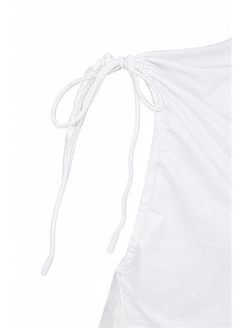 Top con collo asimmetrico in cotone stretch Bianco Alpha Studio | AD-6430C2000